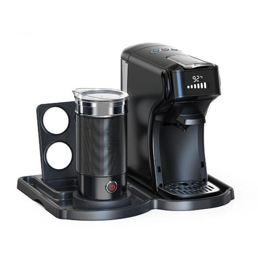 Koffiemachines - 6-in-1 Capsule Koffiemachine met Dienblad – Voor Heet & Koud – Espresso - Cappuccino - Dolce Gusto - Nespresso – Koffiezetapparaat - Zwart