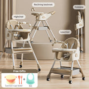 Kinder Eetstoel - Baby Eetstoel Met Verstelbare Hoogte - Kinder Eetstoel Met Stevig Metaal Frame - Unisex - Grijs