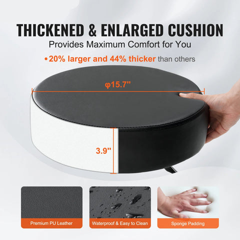 Rolling Stool - Stoel - Kruk - Rolling Stool - Zadelkruk - 40 cm Diameter - Rolling Ronde Kruk - Verstelbaar - 5 Zwenkwielen - voor Bar Salon Kantoor