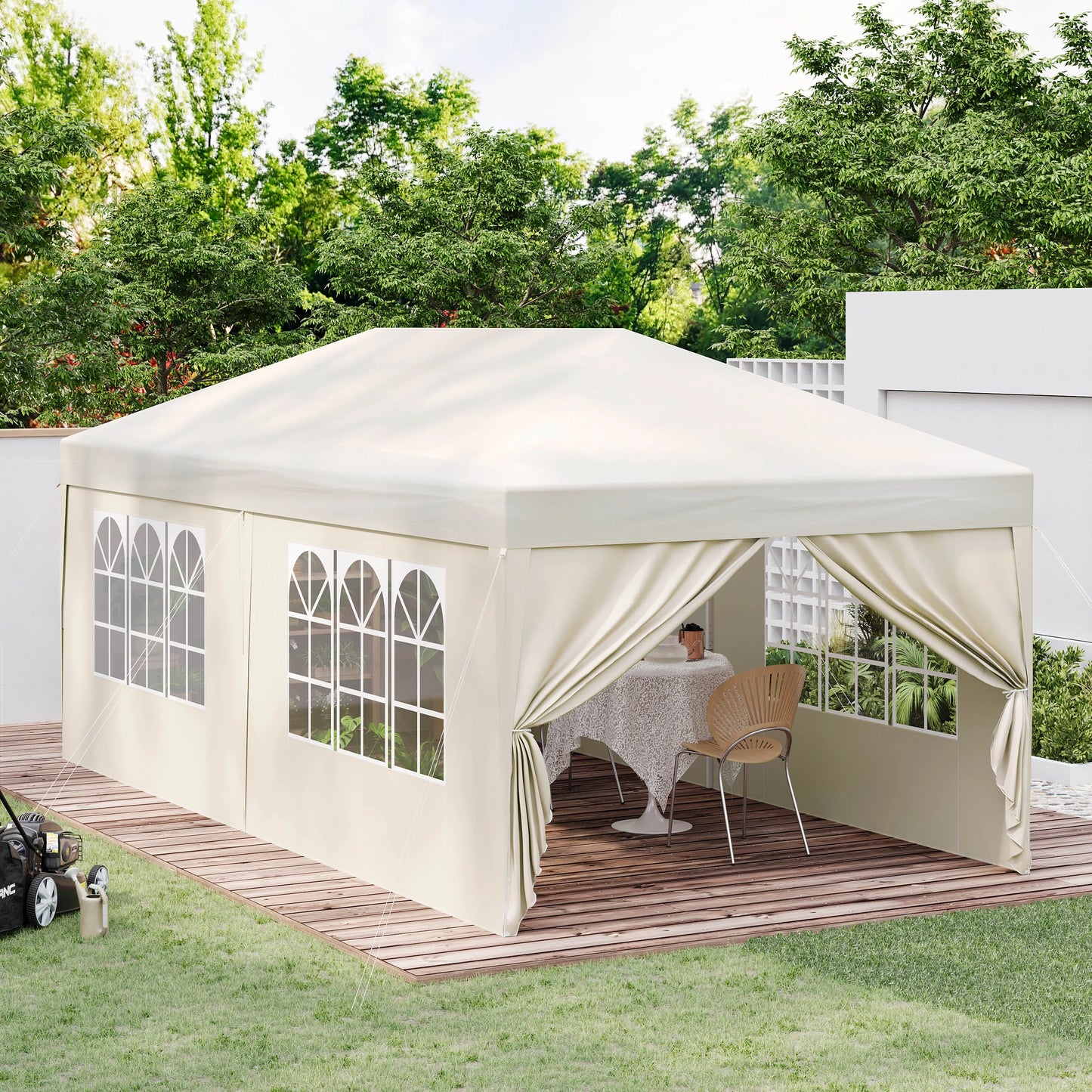 Party Tent - Opvouwbare - Tuinpaviljoen - 3x6m - Waterdichte - Verstelbare Hoogte - Gazebo - UV-Bestendig - Windbestendig - voor Tuin - Camping - Strand - BBQ - Beige
