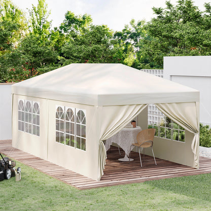 Party Tent - Opvouwbare - Tuinpaviljoen - 3x6m - Waterdichte - Verstelbare Hoogte - Gazebo - Pop-up Systeem - UV-Bestendig - Windbestendig - voor Tuin - Camping - Strand - BBQ - Donkergrijs