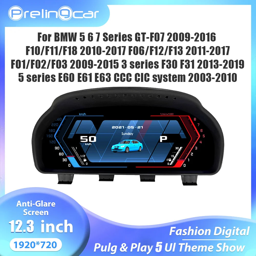 Digitaal Dashboard – Digitaal Instrumentenpaneel – Virtual Cockpit – Dashboard Cluster – Auto Display – 12,3 Inch HD Scherm – Anti-Glare Blauw Licht Filter – Plug & Play Variant F30 Zonder HUD
