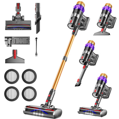 Draadloze Stofzuiger – Snoerloze Vloerzuiger – Handstofzuiger – Accustofzuiger – Zakloze Stofzuiger – 500W Borstelloze Motor – 5-in-1 HEPA Filtersysteem – 50 Minuten Accuduur – Blauw