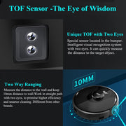 Abir - Robotstofzuiger - Stofzuiger - Lasersysteem - UV-reiniging - TOF Wisdom - Aangepaste kamer - 6500PA - 3200mAh - 14,8V - 32W - Zwart
