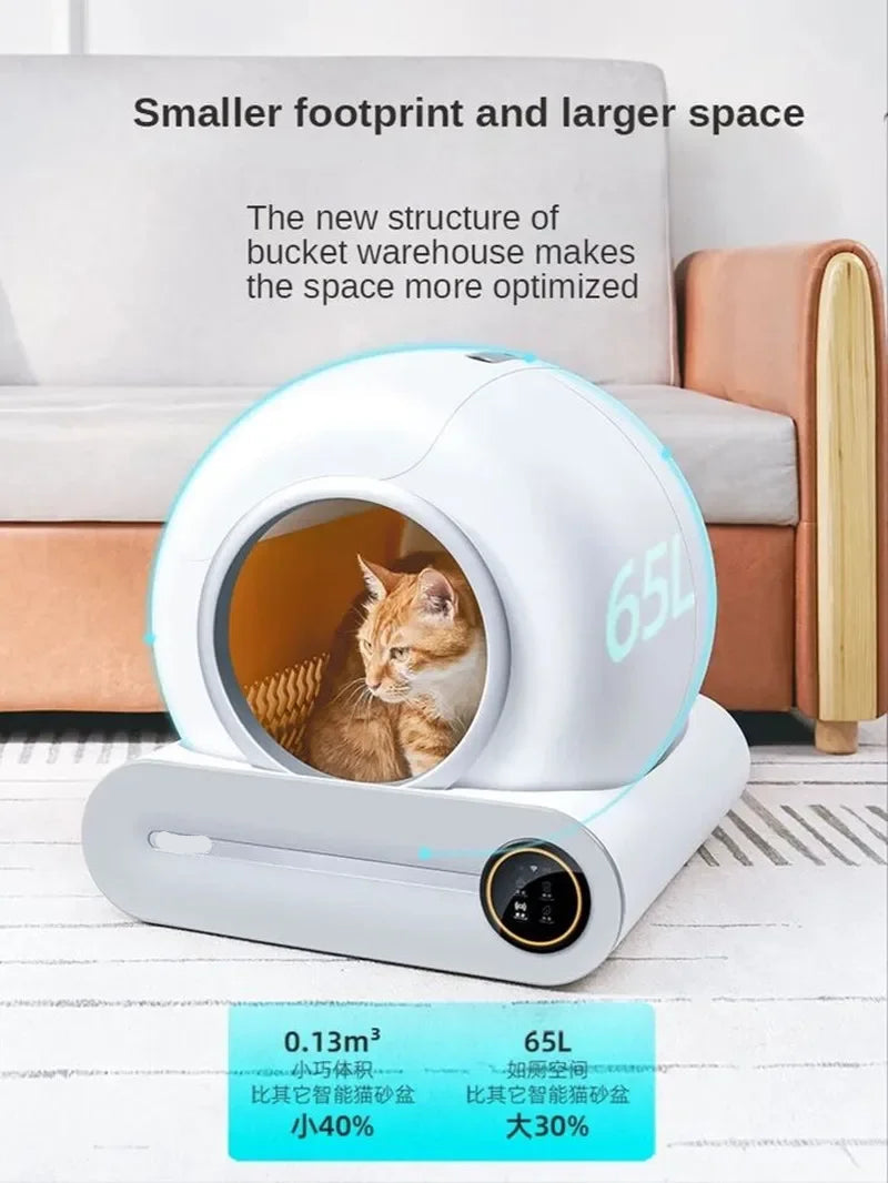 Kattenbak – Automatische Kattenbak – Zelfreinigende Kattenbak – Elektrische Kattenbak – Kattenbak met App Bediening – Volledig Afgesloten – 65L Ruimte