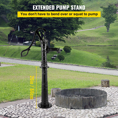 Handpomp – Tuinpomp – Gietijzeren Pomp – Waterpompset – Vintage Design – 67 Cm Standaard - QUORE