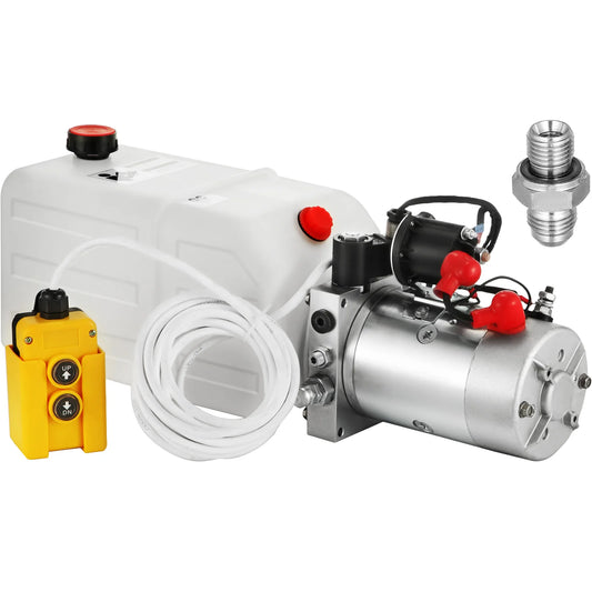 Hydraulische Pomp – Hydraulische Unit – Hydraulisch Systeem – Elektrische Pomp – Kiepwagen Pomp – 12V Motor – 7 Liter Kunststof Reservoir - QUORE