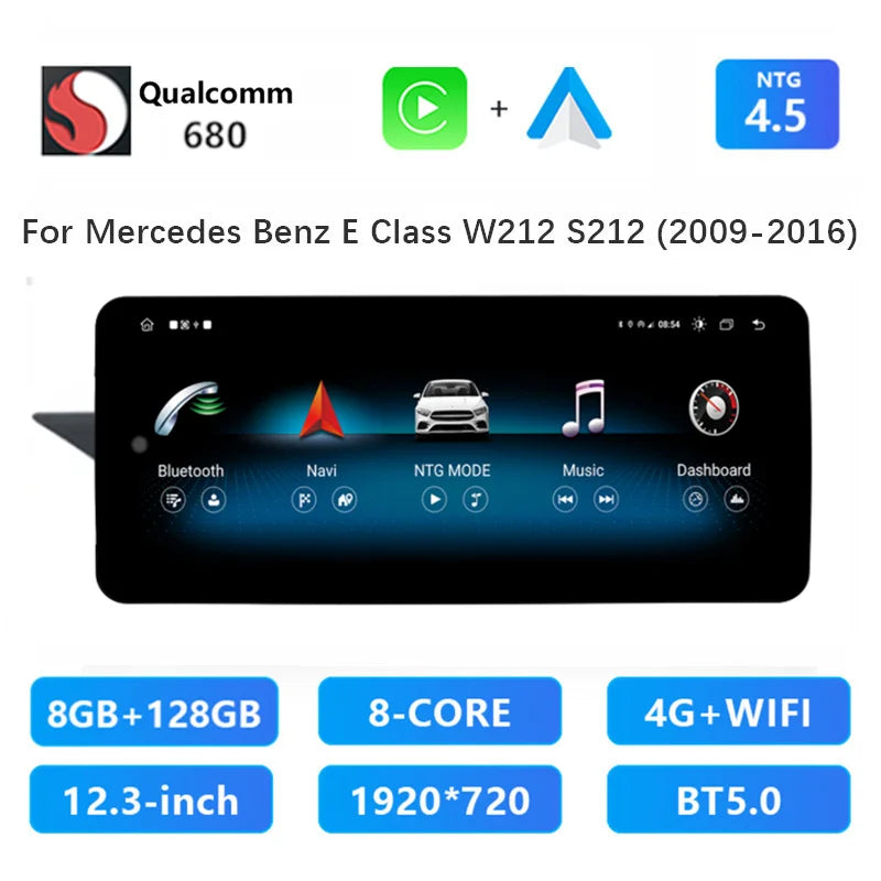 12,3 Inch Multimedia Unit – Android Autoradio – GPS Navigatie – Touchscreen Interface – Draadloos CarPlay – Snapdragon 665 Processor – 8 GB RAM – 128 GB Opslag – Draadloze Android Auto – Compatibel Met Stuurbediening