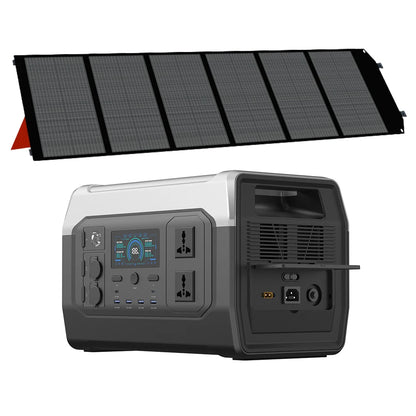 Powerstation - Generatoren - Aggregaat - Stroomgenerator - Generator - 1800W/1600W – 1024Wh Capaciteit - met 200W Zonnepaneel -Draagbare Power Station - Pure Sinusgolf – LiFePO4 Batterij - Geschikt voor Reizen & Kampere