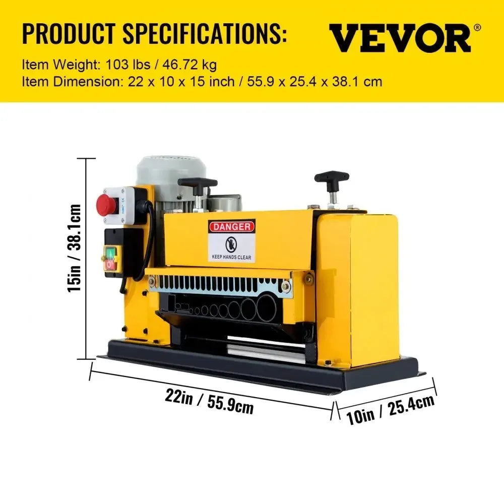 Sihao 370W Electric Wire Stripping Machine 10 Blades 1.5mm-38mm 1mm-38mm Portable Cable Stripper for Removing Plastic Rubber
