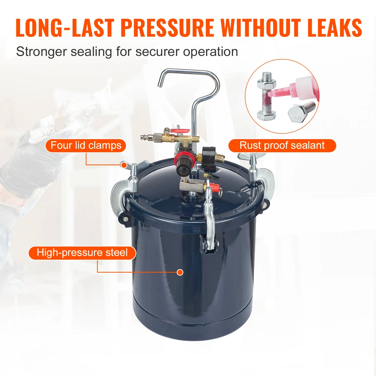 Verfspuit - Sproeier - Verfspuitpistool - Spuitpistool - Verf - met 10L Verfdrukvat - Verfspuit met Twee Spuitmonden (1,5 mm + 4 mm) – Voor Industrieel en Thuisgebruik – Drukspuit voor Bouw en Schilderwerken