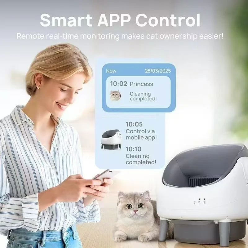 New smart litter box EU stock,Open-style smart litter box,11L large capacity cat litter box,Smart APP control,fully automatic