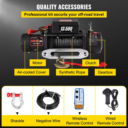 Trekkracht Lier – Werk Lier – Elektrische Lier – Offroad Lier – 6.123 Kg Trekkracht – 24 Meter Synthetische Kabel - QUORE