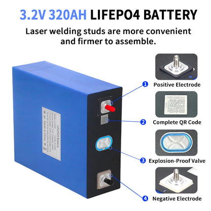 Accu lithium batterij – LiFePO4 accu – oplaadbare batterij – lithium-ijzerfosfaat accu – 12V 24V 48V accu – 320Ah capaciteit – 9000 laadcycli levensduur