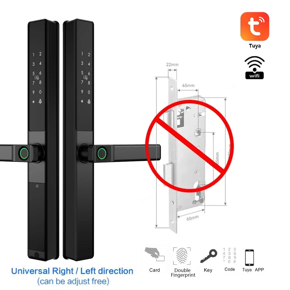 Vingerafdrukslot – Slimme Deurslot – Elektronisch Slot – Smart Lock – Deurklink Slot – Wifi Connectiviteit – IP67 Waterdicht – Aluminium Materiaal
