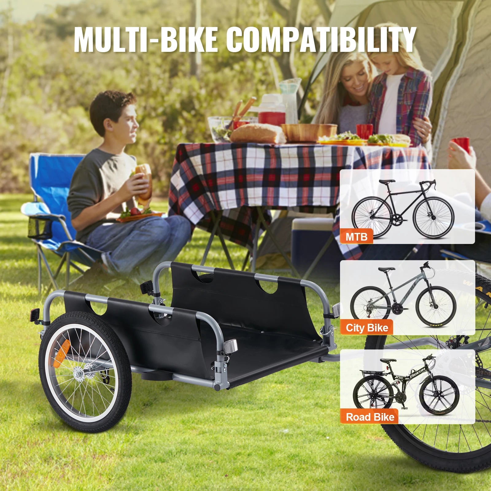 Fietsbagagekar – Fietsaanhanger – Bagagewagen – Fietskar – Aluminium Frame – 45 Kg Draagvermogen – 16-Inch Banden - QUORE