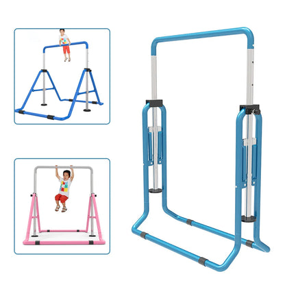 Verstelbare Gymnastiekstang - Turnrek - Thuistrainingsstang Opvouwbaar - Veilig - Eenvoudige Montage - voor Kinderen - 5 Versnellingen - voor Binnen - Buiten - Hoogte Verstelbaar 70-140 cm - Blauw