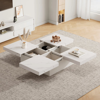 Salontafels - Bijzettafel - Kleine Tafel - Tafel - Woonkamer - 90 cm x 90 cm x 25 cm - Wit