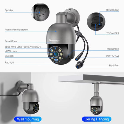 Tecahge 8CH 8MP 5MP CCTV Security POE Camera System PTZ H.265 4K Outdoor AI Human Detection Two-way Audio NVR Record Surveillanc