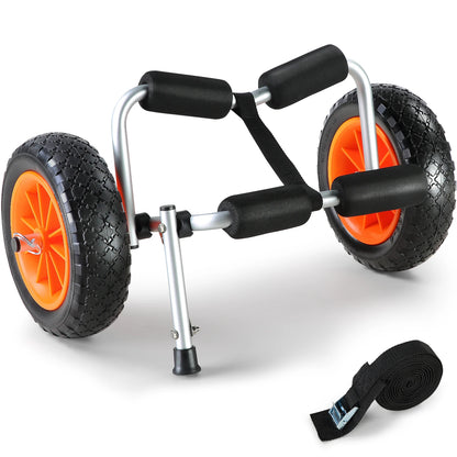 Zware Opvouwbare Boottrailer Trolley – Draagvermogen 250 lbs – Handkar voor Kajak en Kano met 10'' Massieve Banden – Zwart