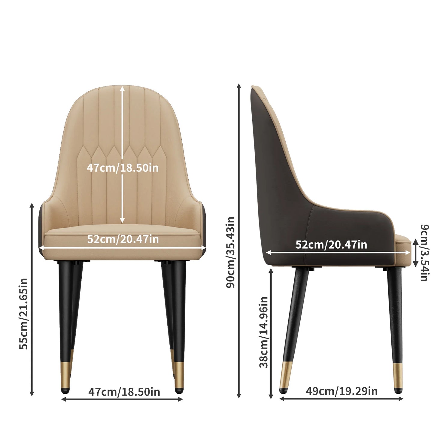 Eetkamerstoelen – Stoelen – Kuipstoelen – Keukenstoelen – Design Stoelen – Set van 2 – Kunstleer Bekleding – Stabiel Metalen Frame – Off-white
