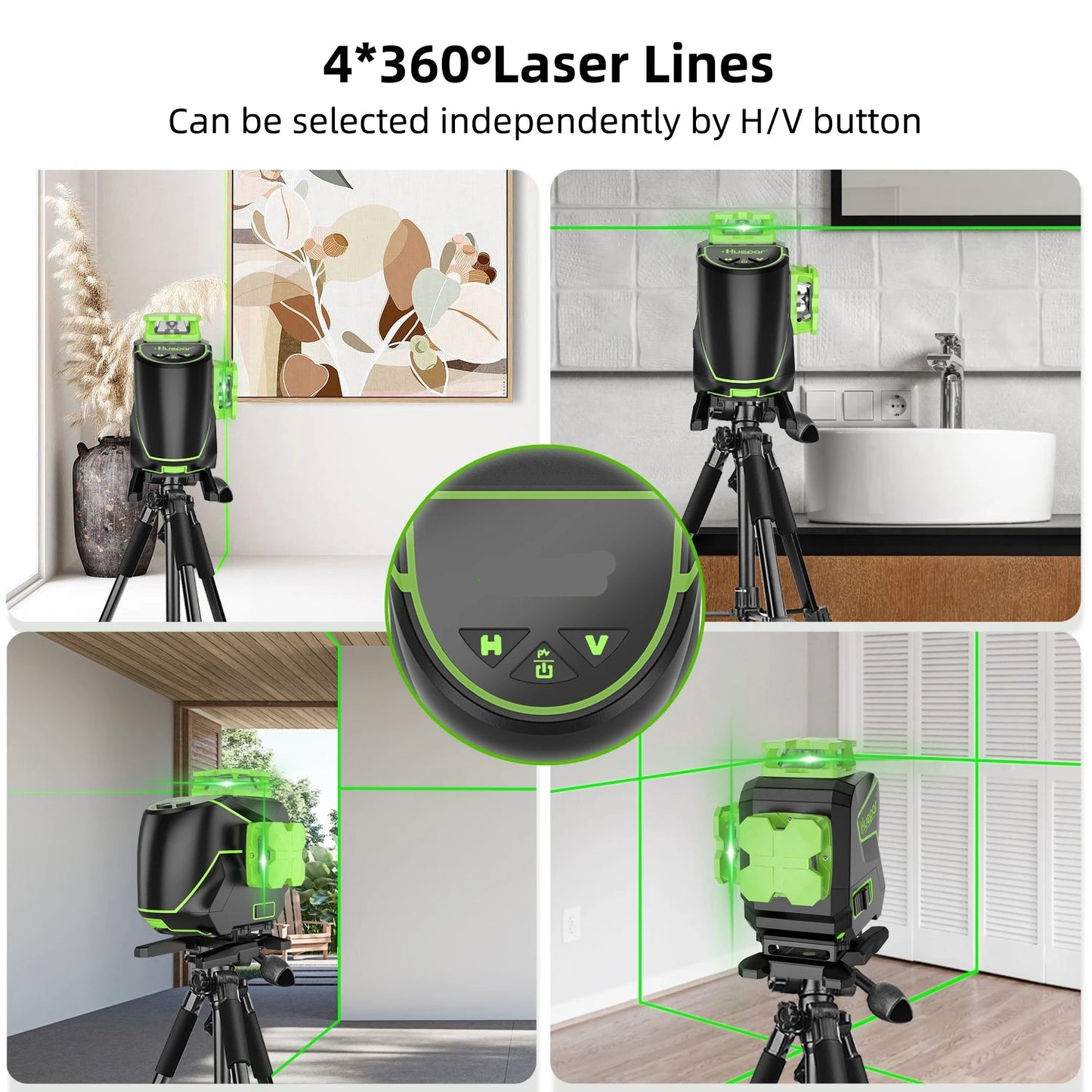 Kruislijnlaser - Bouwlaser - Rotatielaser - Laserliner - Laser - 16-Lijn – Groene Straal – 4D Kruislijn voor Tegel- en Vloerwerk