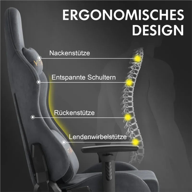 Gamingstoel – Gamestoel – Gaming Chair – Game Stoel – Bureaustoel – Ergonomisch Design – Hoogwaardig Suède - QUORE