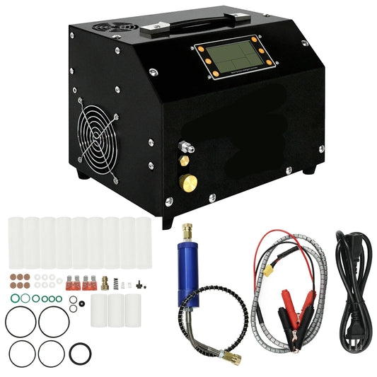 Luchtcompressor - Luchtcompressor Bandenpomp - Airpress Compressor - met LCD-scherm - Digitaal Besturingssysteem - 300Bar - 220V - met Ingebouwde 12V Draagbare Stroomadapter Ventilator