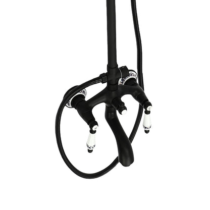 Douche - Regendouche - Douchewand - Douchekolom - Douchepanelen - Retro Douchekraan Set - Wandgemonteerde Regendouche met Verstelbare Douchestang & 3 Waterstanden - Zwart