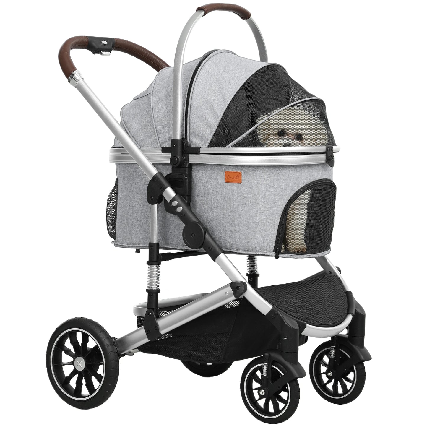 Hondenwagen – Draagtas – Autostoel – Hondenbuggy – Lichtgewicht Aluminium Frame – Inklapbaar Design - Lichtgrijs