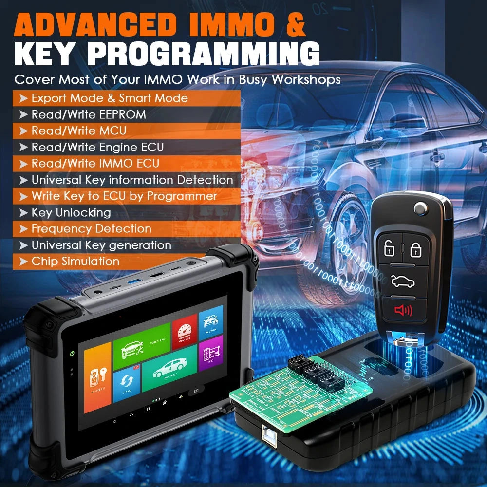 Autosleutel Programmering – Autosleutel Programmeren – Autosleutel Diagnostiek – Voertuigscanner – 7-Inch Touchscreen – Bluetooth Verbinding