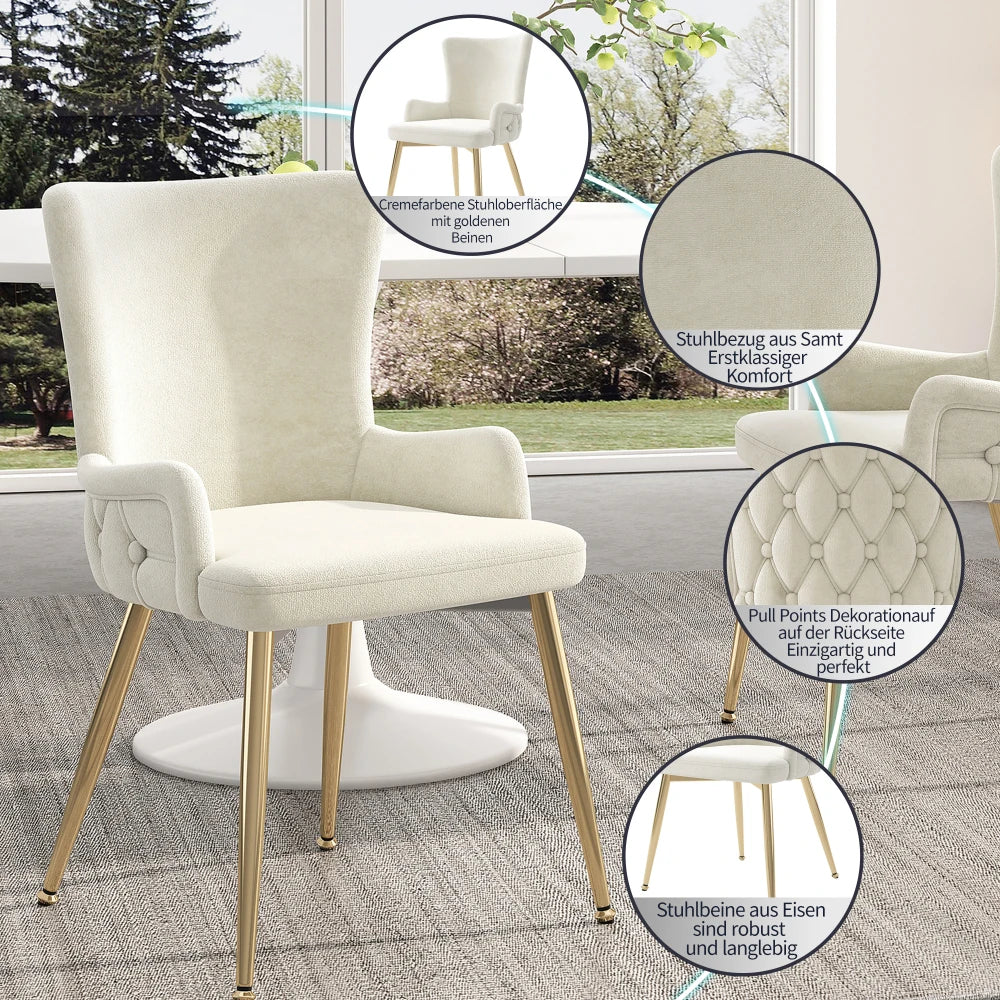 Velvet Eetkamerstoelen – Fluwelen Stoelen – Design Stoelen – Metalen Poten – Set Van 4 – Comfortabel – Draagbaar Tot 150 Kg - Legergroen