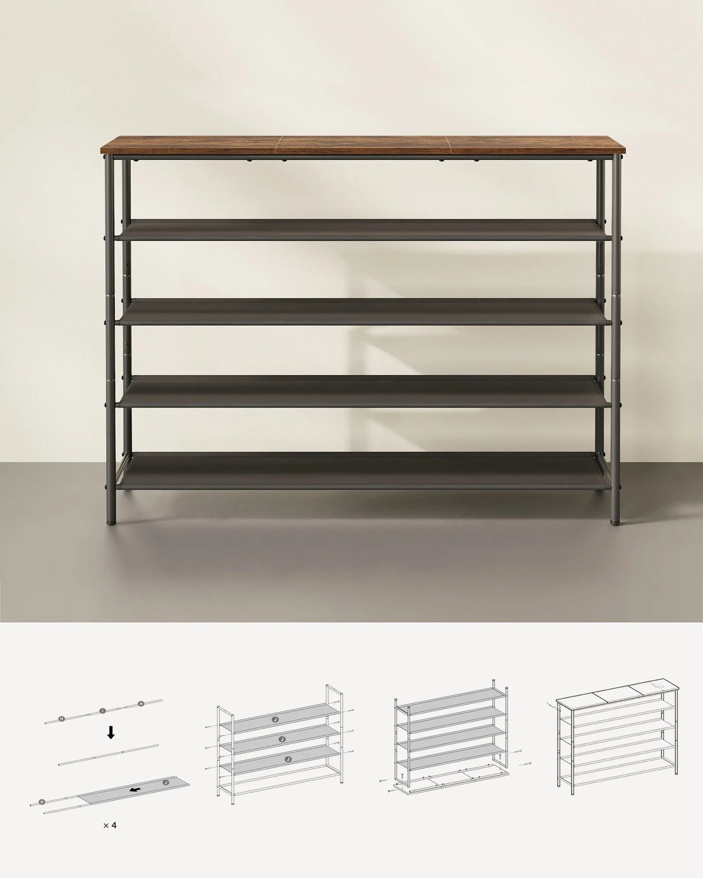 VASAGLE shoe rack shoe cabinet 5-level standing rack, narrow, for hallway - QUORE