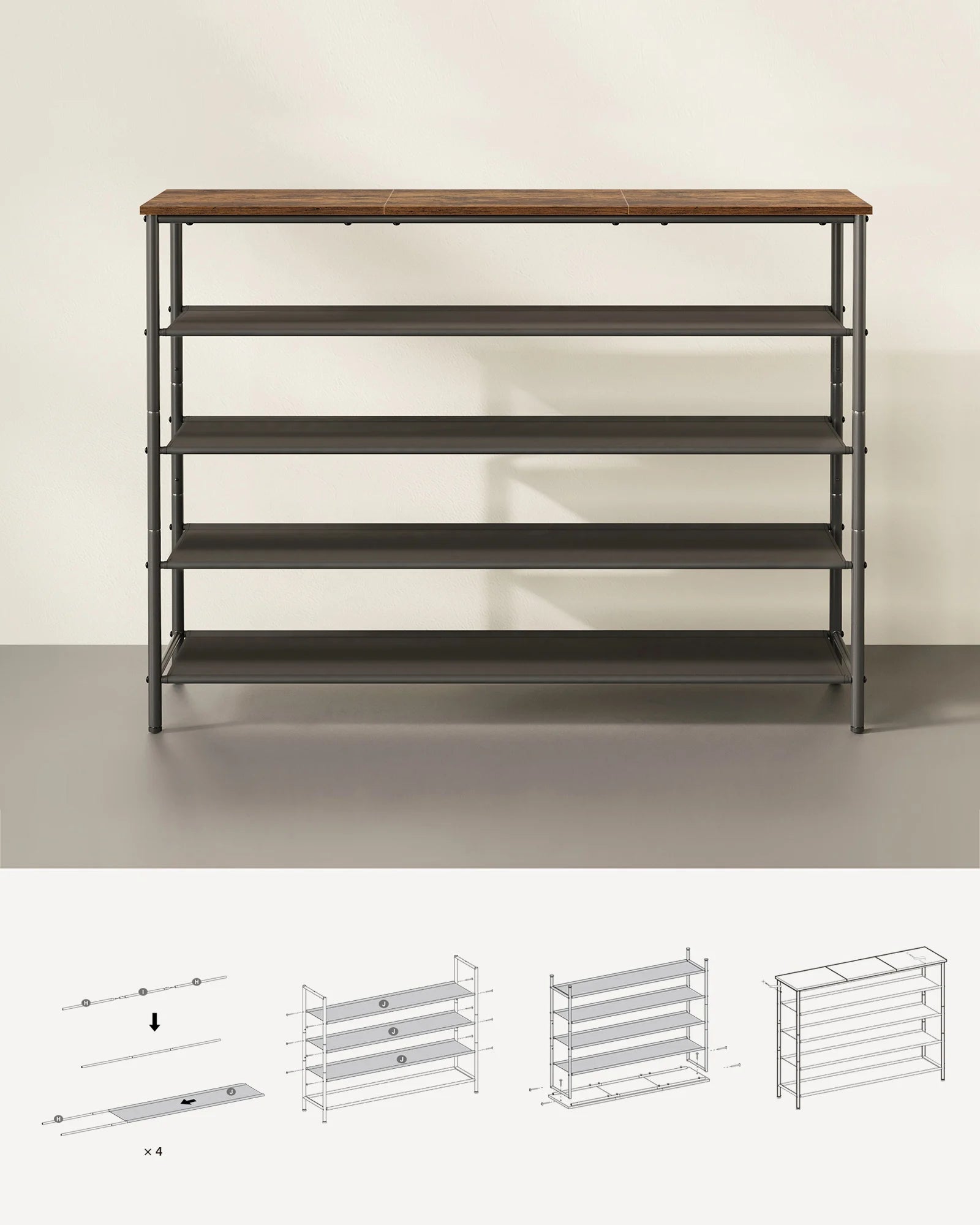 VASAGLE shoe rack shoe cabinet 5-level standing rack, narrow, for hallway - QUORE