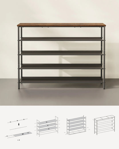 VASAGLE shoe rack shoe cabinet 5-level standing rack, narrow, for hallway - QUORE