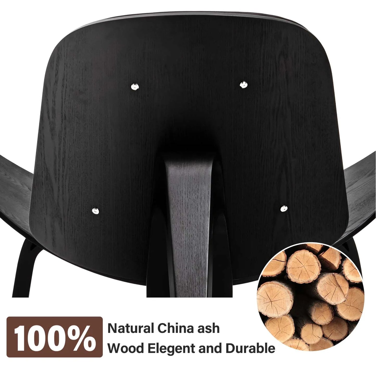 Shell Chair – Driepoot Stoel – Design Stoel – Kunstleer Stoel – Houten Frame – Comfortabel Zitvlak – Draagkracht 150 Kg - QUORE