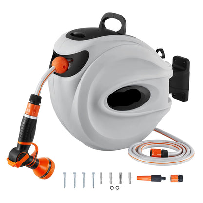 Wandslangenbox - 20 Meter - Tuinslang - Met 180° Draaibare Beugel - Heavy Duty - Muurgemonteerde - 9-Patronen Mondstuk en 3 Snelheden - voor Gazon - Autowassen - Buitengebruik