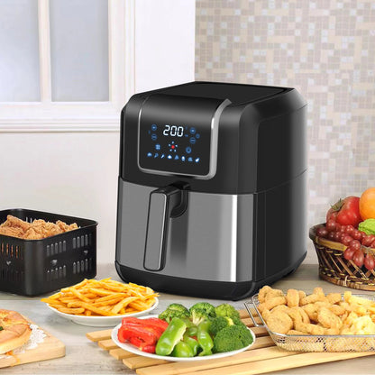 Airfryer - Heteluchtfriteuse - Keukenapparaten - met LED-Touchscreen - Timer - 8 Programma's - 1700W - 6.5L - 220-240V - 50Hz-60Hz - Zwart/Grijs