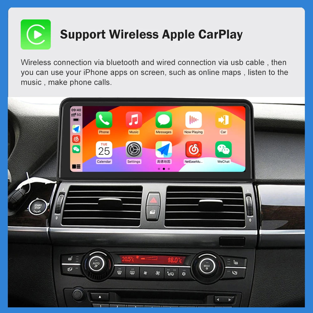AUTOTOP 10.25" 1920*720P Car Stereo Radio for BMW X5 E70 X6 E71 Wireless CarPlay Android Auto Linux Car Multimedia Player GPS BT