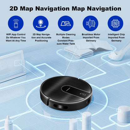 Robotstofzuiger – Dweilrobot – Stofzuigerrobot – Schoonmaakrobot – Automatische Stofzuiger – 5200mAh Batterij – WiFi App Bediening
