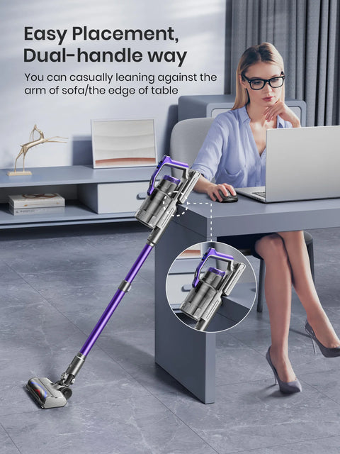 Cordless Stick Vacuum Cleaner - Stick Vacuum Cleaner - Vacuum Cleaner - Cordless Stick Vacuum Cleaner - Powerful Suction - 450W - 38000PA - HEPA Filter - LCD - Purple