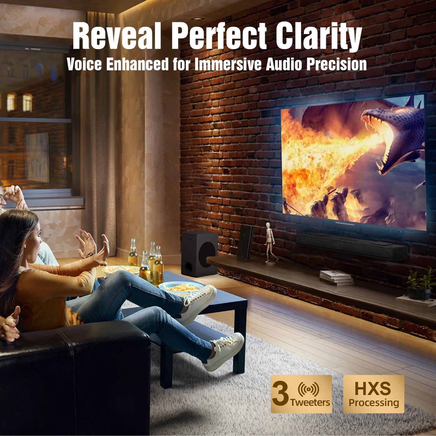 Soundbar – Home Cinema Speaker – Audio Systeem – Surround Geluid – 3.1.2 Kanaals – 400 Watt Piekvermogen – 5,25 Inch Subwoofer