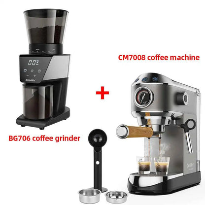 Espressomachine – 20 Bar – Compact Koffiezetapparaat - Semi-Automatisch - 1.1L  - Gemalen Koffie – RVS - Heetwaterfunctie -Voor Espresso - Cappuccino - Latte en Mocha - Koffiemolen - QUORE