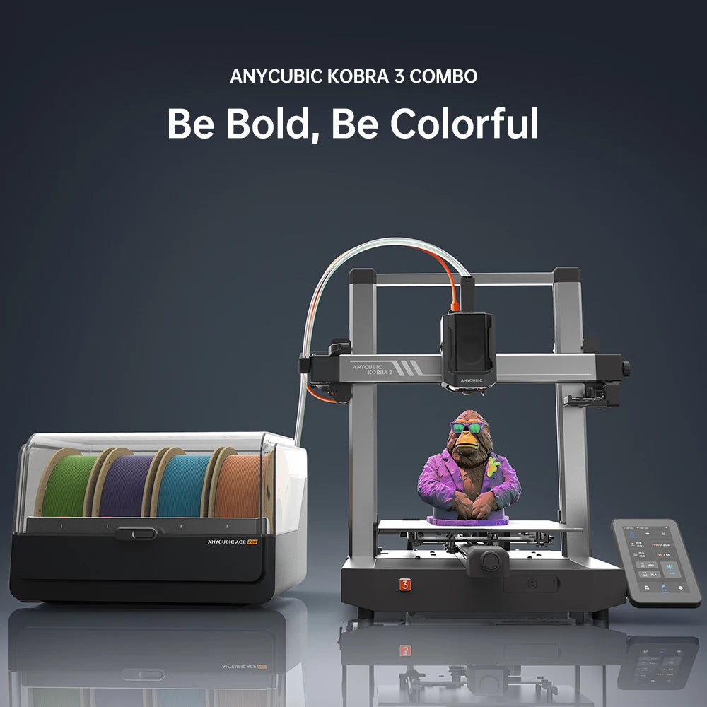 Anycubic Kobra 3 3D-printer – 3D Printer – FDM Printer – Creatieve Printer – Hobby Printer – Groot Bouwvolume 250x250x260 mm – Maximale Printsnelheid 600 mm/s
