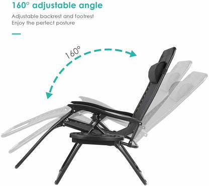 Ligstoel - Tuinstoel - Ligstoel Tuin - Verstelbare Tuinstoel - Standenstoel - Set van 2 - Opvouwbare - Zero Gravity Stoelen –  Set voor Binnen & Buiten Beige