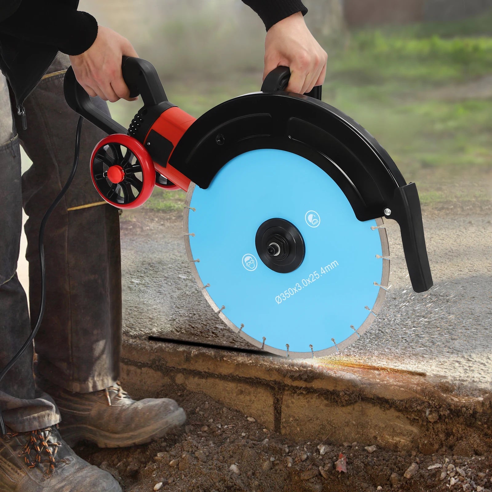 Elektrische Betonzagen – Betonzaag – Cirkelzaag – Steenzaag – Sleuvenzaag – 4000W Motor – 350mm Diamantzaagblad & Waterpomp - QUORE