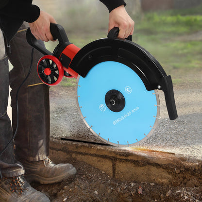 Elektrische Betonzagen – Betonzaag – Cirkelzaag – Steenzaag – Sleuvenzaag – 4000W Motor – 350mm Diamantzaagblad & Waterpomp - QUORE