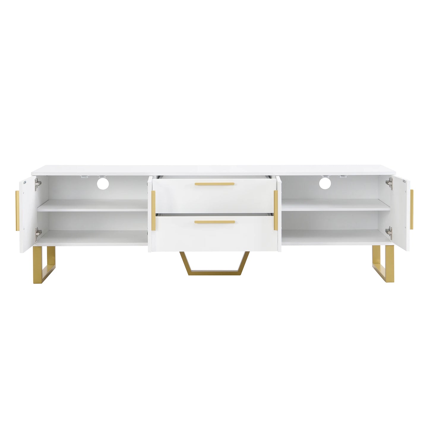Hoogglans TV-meubel – Tv-kast – Media Meubel – Woonkamerkast – Opbergmeubel – Wit – MDF – 170x40x53 cm – 4 Deuren & 2 Lades