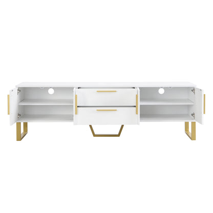 Hoogglans TV-meubel – Tv-kast – Media Meubel – Woonkamerkast – Opbergmeubel – Wit – MDF – 170x40x53 cm – 4 Deuren & 2 Lades