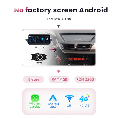 Multimedia Speler BMW X1 E84 – Android Auto Radio – CarPlay Systeem – Navigatie Unit – Touchscreen Multimedia – 10,25 Inch IPS Scherm – 4x45W Versterker